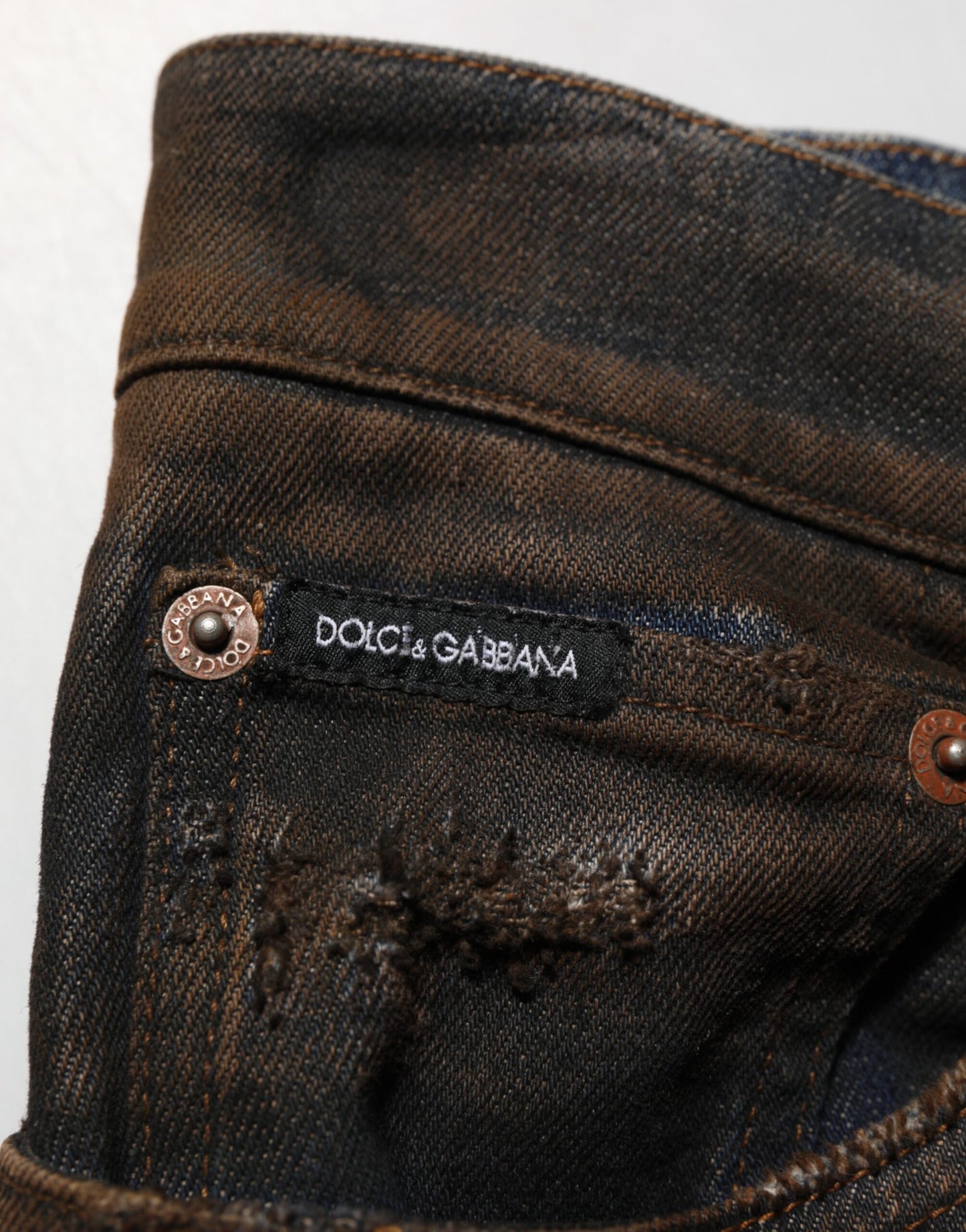 Dolce & Gabbana Black Cotton Skinny Tattered Men Denim Jeans