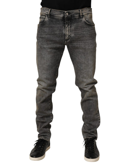 Dolce & Gabbana Gray Cotton Stretch Slim Fit Denim Jeans