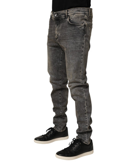 Dolce & Gabbana Gray Cotton Stretch Slim Fit Denim Jeans