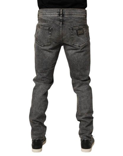Dolce & Gabbana Gray Cotton Stretch Slim Fit Denim Jeans