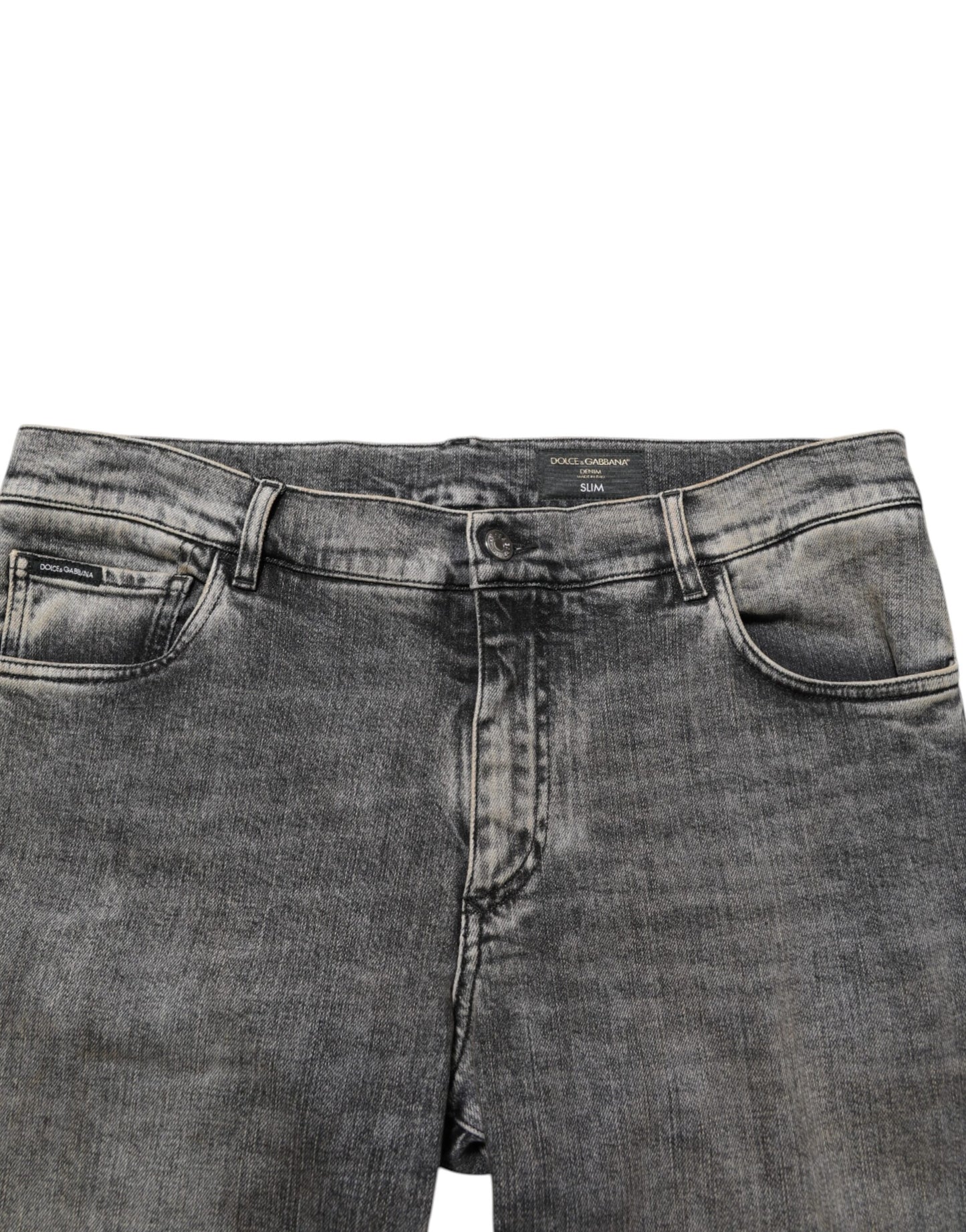 Dolce & Gabbana Gray Cotton Stretch Slim Fit Denim Jeans