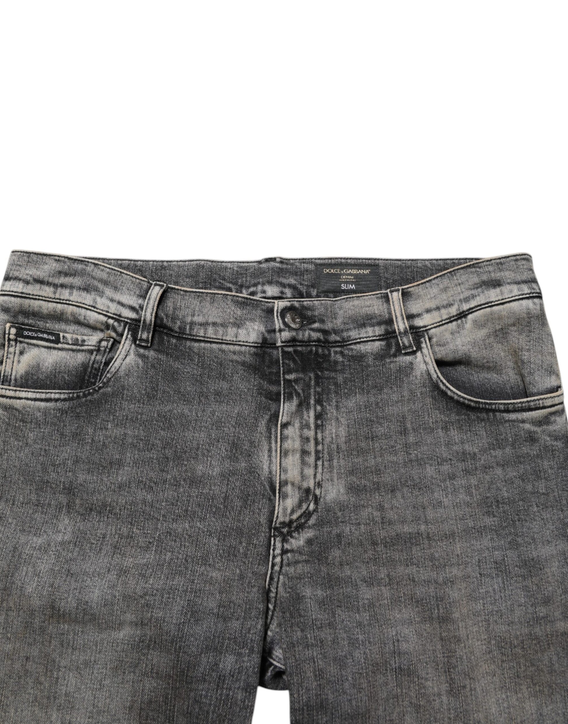 Dolce & Gabbana Gray Cotton Stretch Slim Fit Denim Jeans