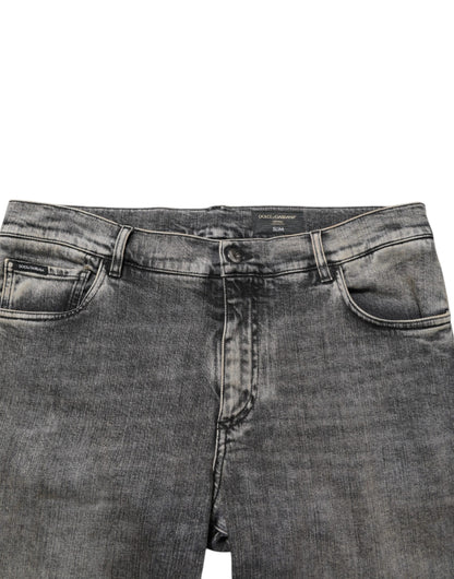 Dolce & Gabbana Gray Cotton Stretch Slim Fit Denim Jeans