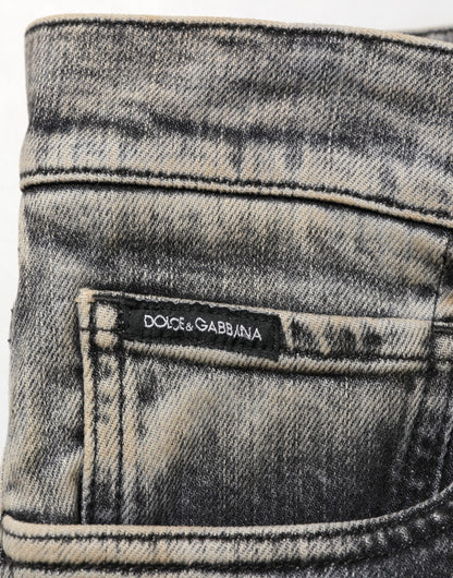 Dolce & Gabbana Gray Cotton Stretch Slim Fit Denim Jeans