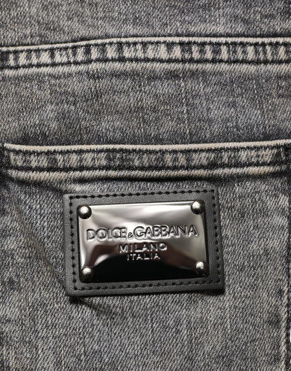 Dolce & Gabbana Gray Cotton Stretch Slim Fit Denim Jeans