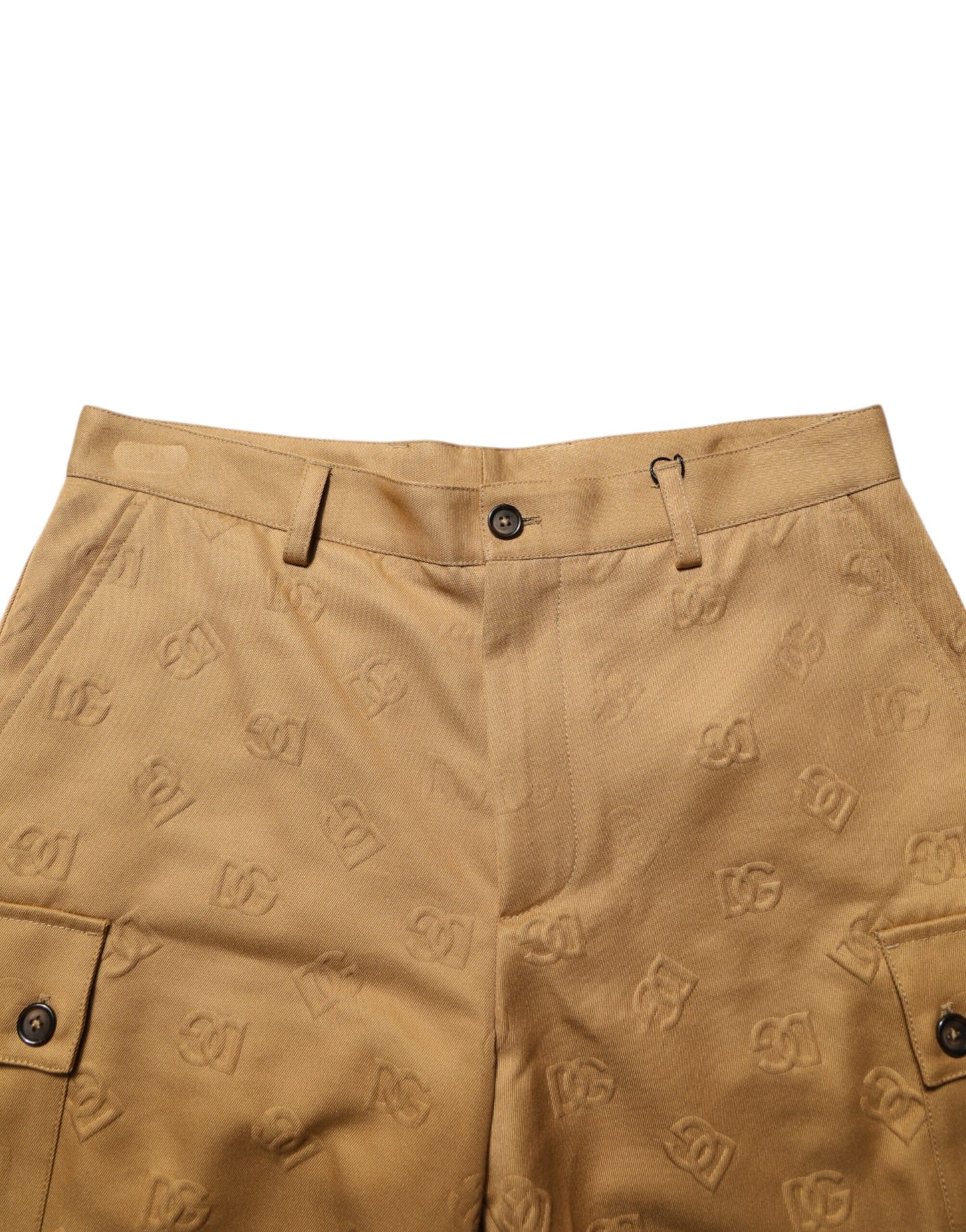 Dolce & Gabbana Brown Cotton Stretch Logo Cargo Bermuda Shorts