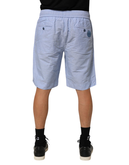 Dolce & Gabbana Light Blue Linen Mid Waist Men's Bermuda Shorts