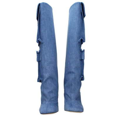 The Attico Light Blue Sienna Tube Cargo Boots