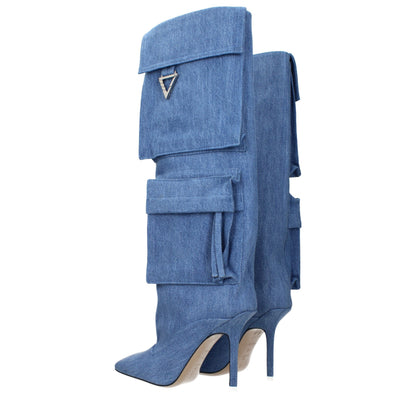 The Attico Light Blue Sienna Tube Cargo Boots