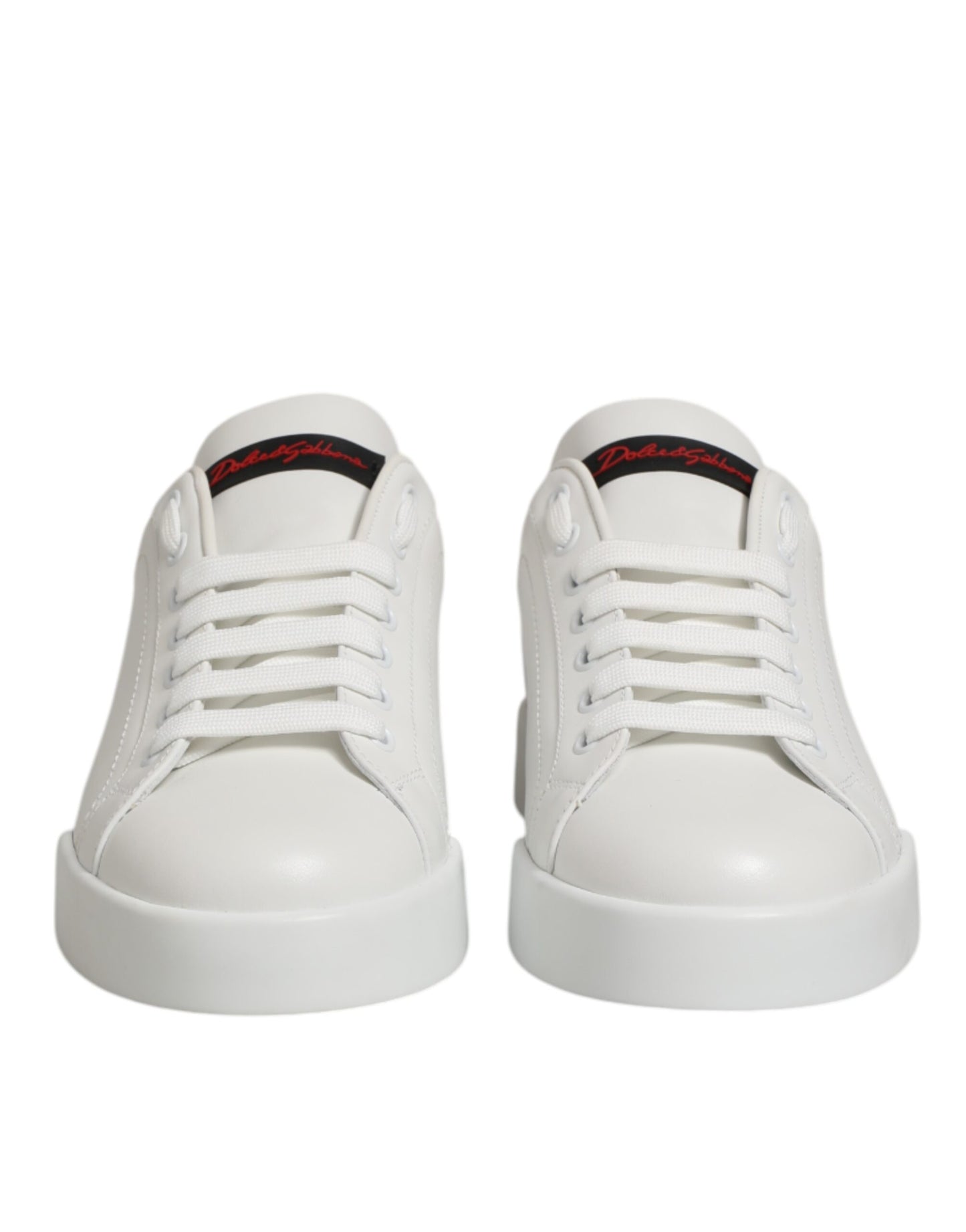 Dolce & Gabbana White Leather Lace Up Low Top Sneakers