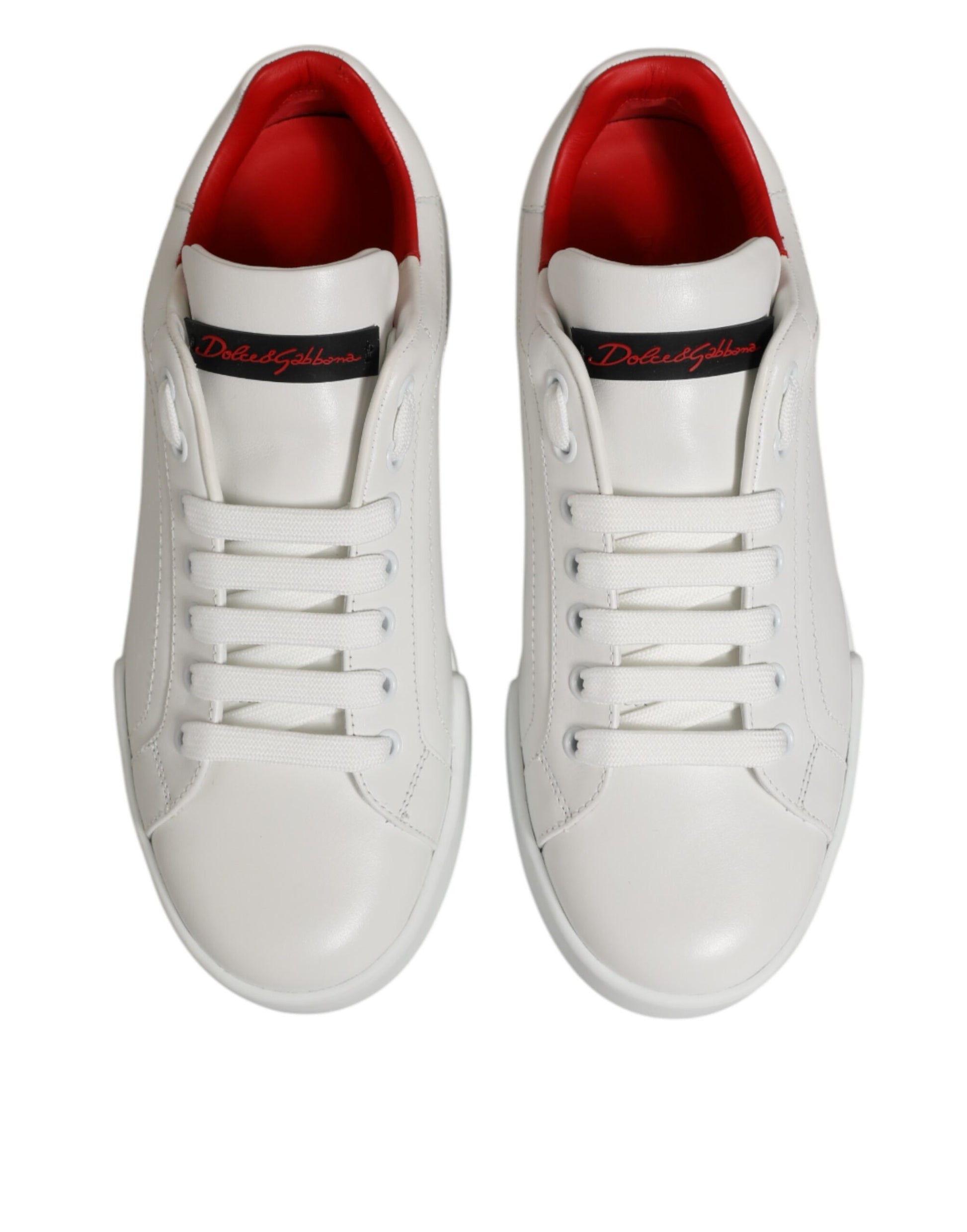 Dolce & Gabbana White Leather Lace Up Low Top Sneakers