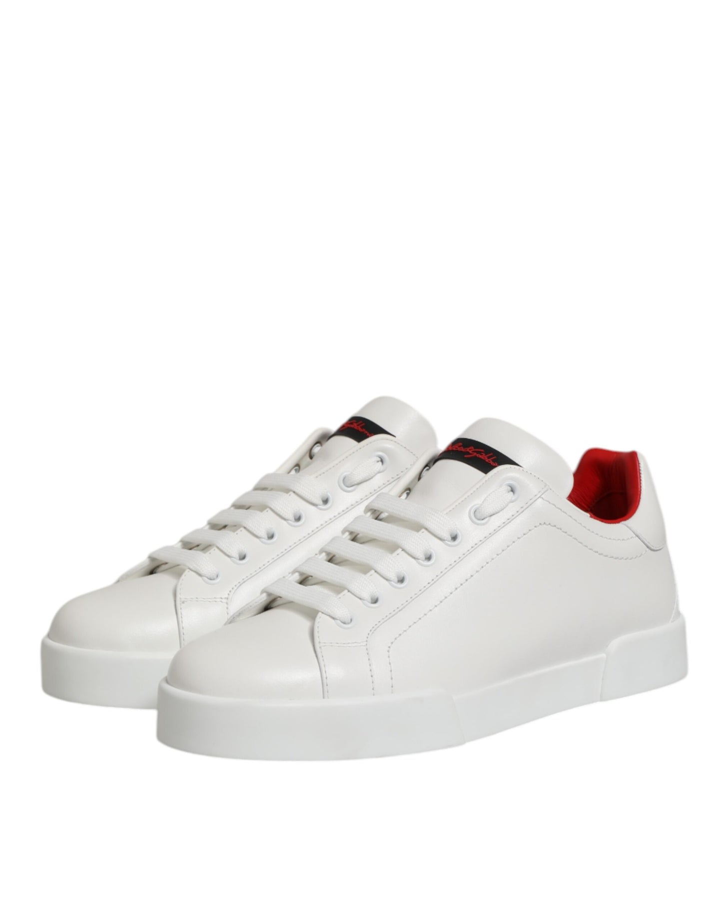 Dolce & Gabbana White Leather Lace Up Low Top Sneakers