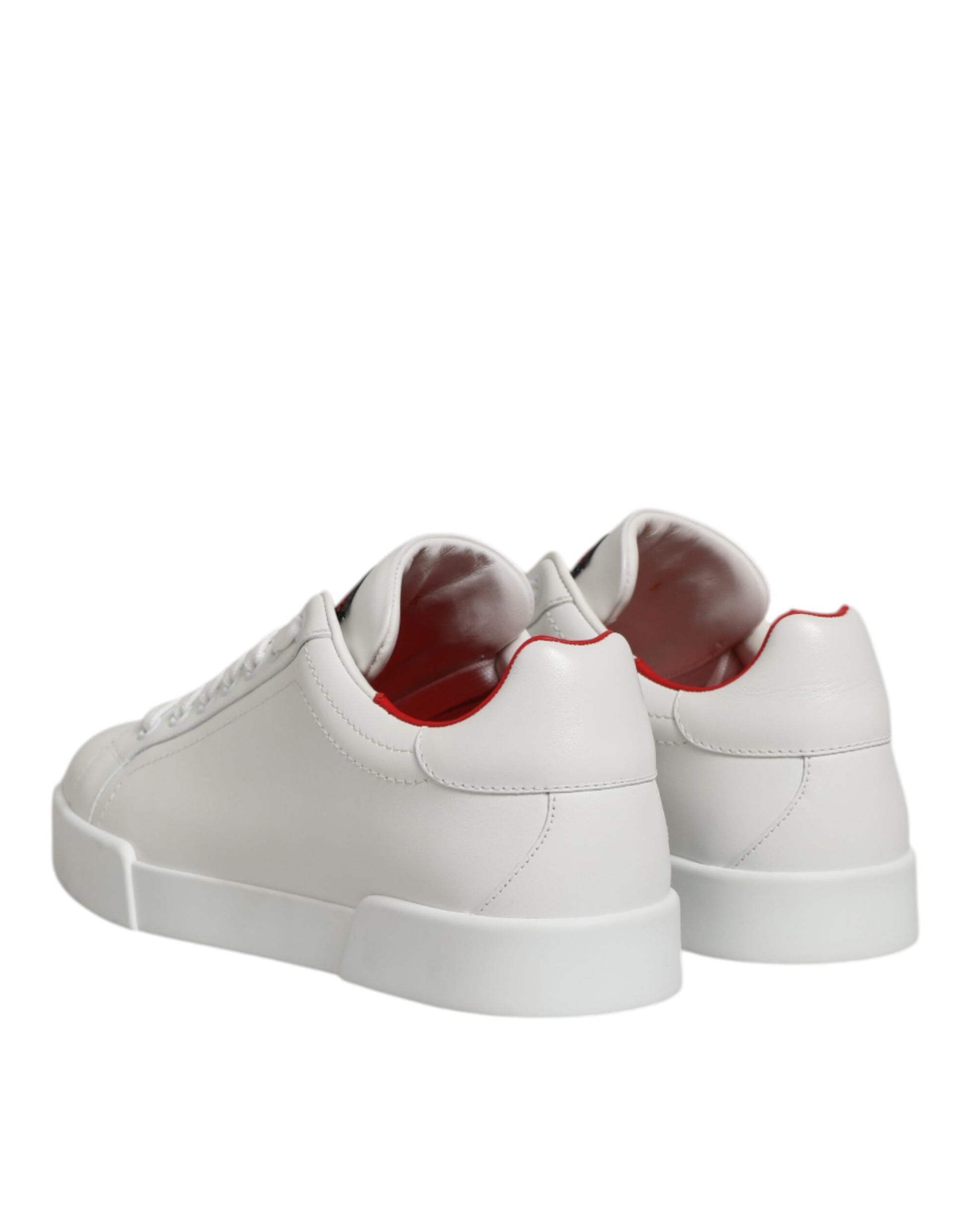 Dolce & Gabbana White Leather Lace Up Low Top Sneakers