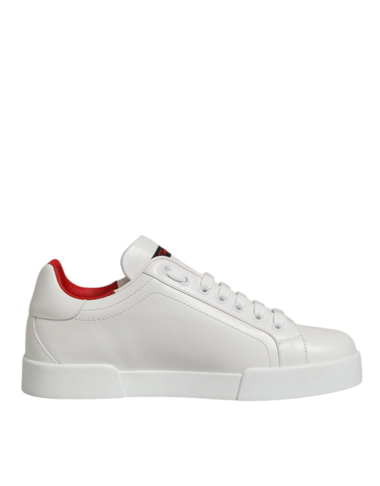Dolce & Gabbana White Leather Lace Up Low Top Sneakers