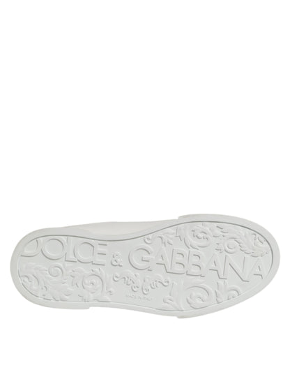Dolce & Gabbana White Leather Lace Up Low Top Sneakers