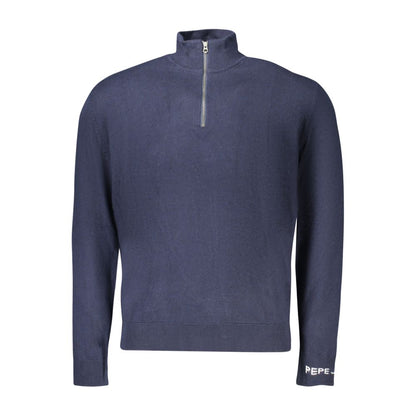 Pepe Jeans Blue Cotton Sweater - Stylish Half Zip Design