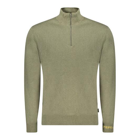Pepe Jeans Green Cotton Sweater with Half Zip