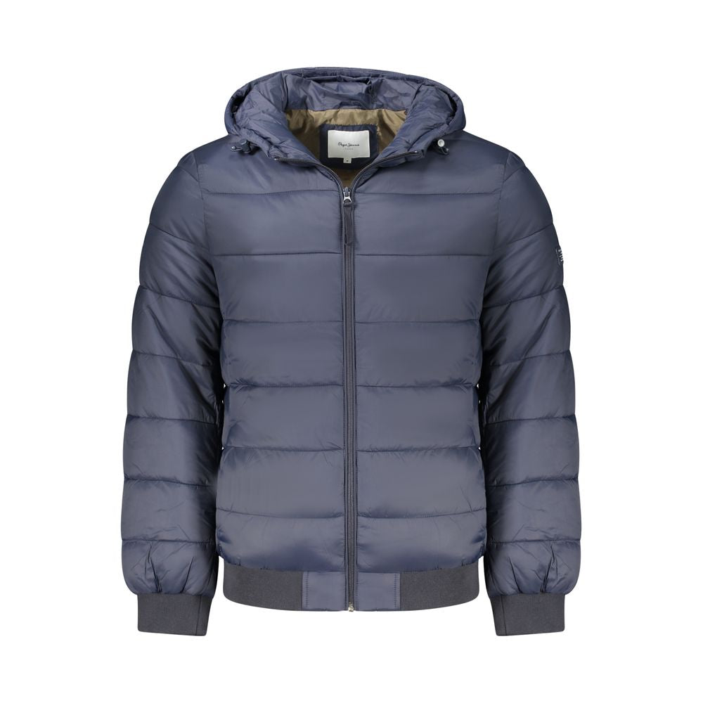 Pepe Jeans Blue Polyamide Long-Sleeved Jacket with Hood