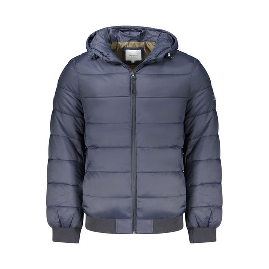 Pepe Jeans Blue Polyamide Long-Sleeved Jacket with Hood