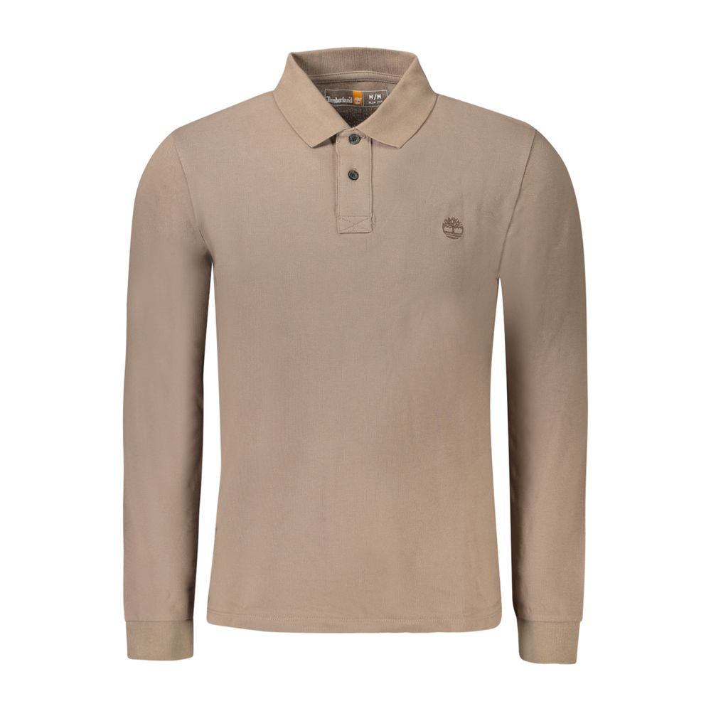 Timberland Brown Cotton Long-Sleeved Polo Shirt