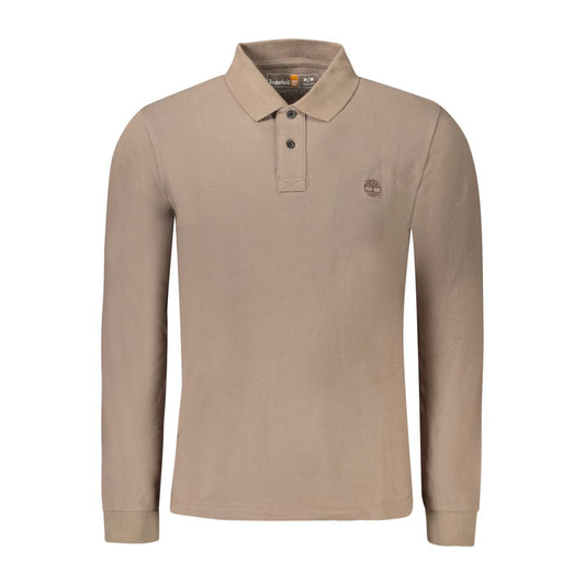 Timberland Brown Cotton Long-Sleeved Polo Shirt