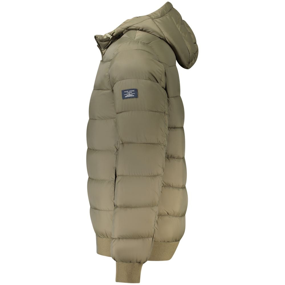 Pepe Jeans Brown Polyamide Long-Sleeved Jacket with Hood