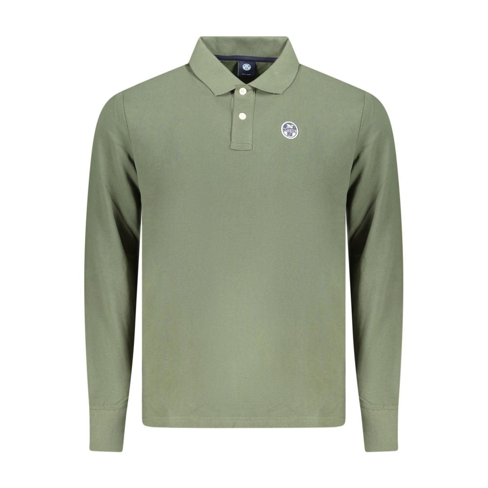 North Sails Green Cotton Polo Shirt - Long-Sleeved Elegance for Active Lifestyles