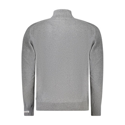 Pepe Jeans Gray Cotton Sweater - Stylish Half Zip with Embroidery