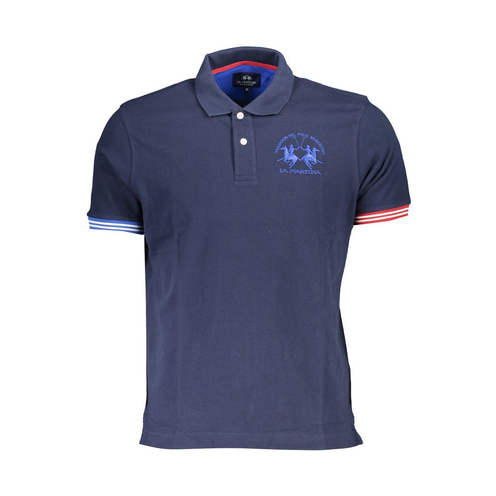 La Martina Blue Cotton Polo Shirt - Classic Elegance with a Modern Twist