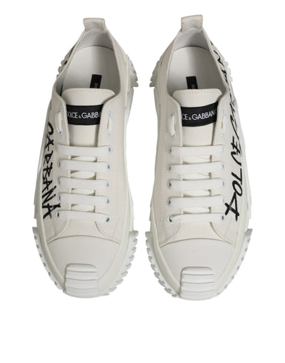 Dolce & Gabbana White Cotton NS1 Low Top Sneakers