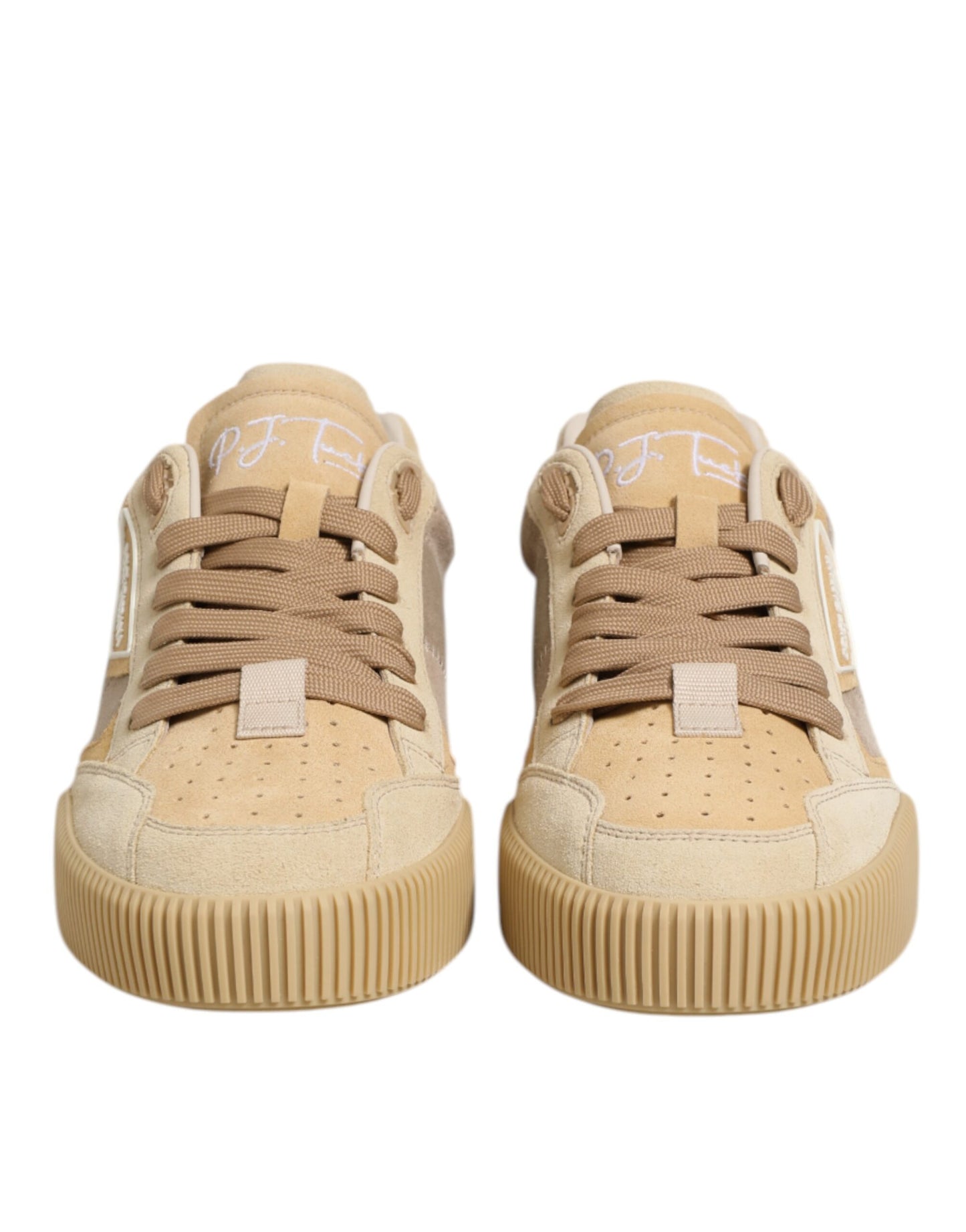 Dolce & Gabbana Beige Leather Miami Low Top Sneakers for Men
