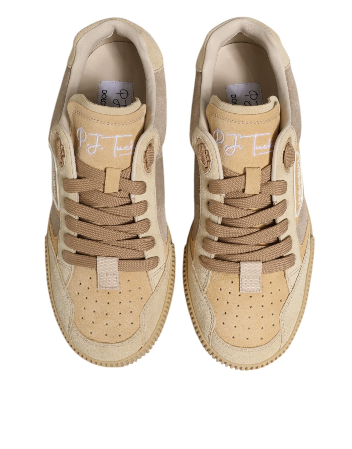 Dolce & Gabbana Beige Leather Miami Low Top Sneakers for Men