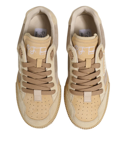 Dolce & Gabbana Beige Leather Miami Low Top Sneakers for Men