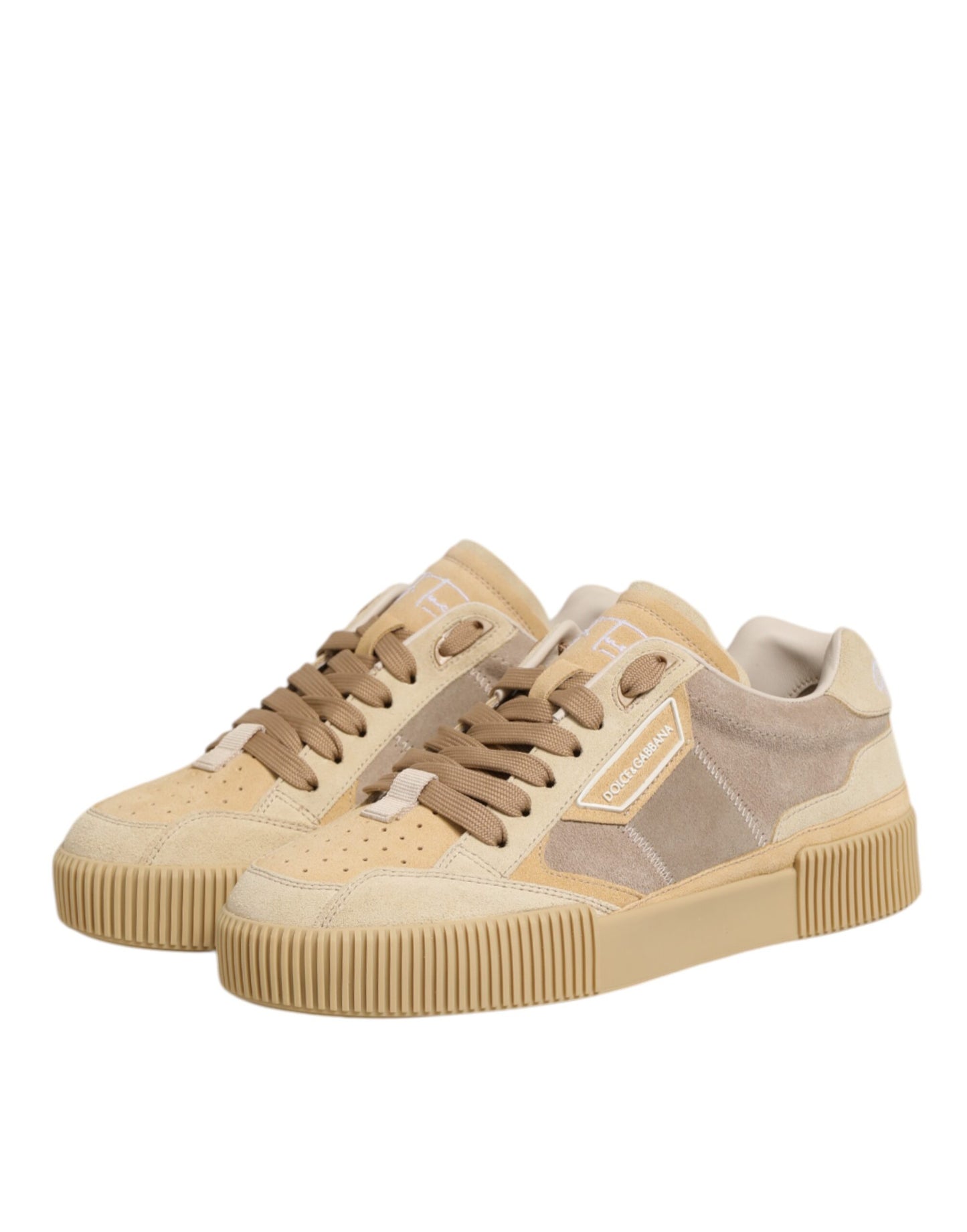 Dolce & Gabbana Beige Leather Miami Low Top Sneakers for Men