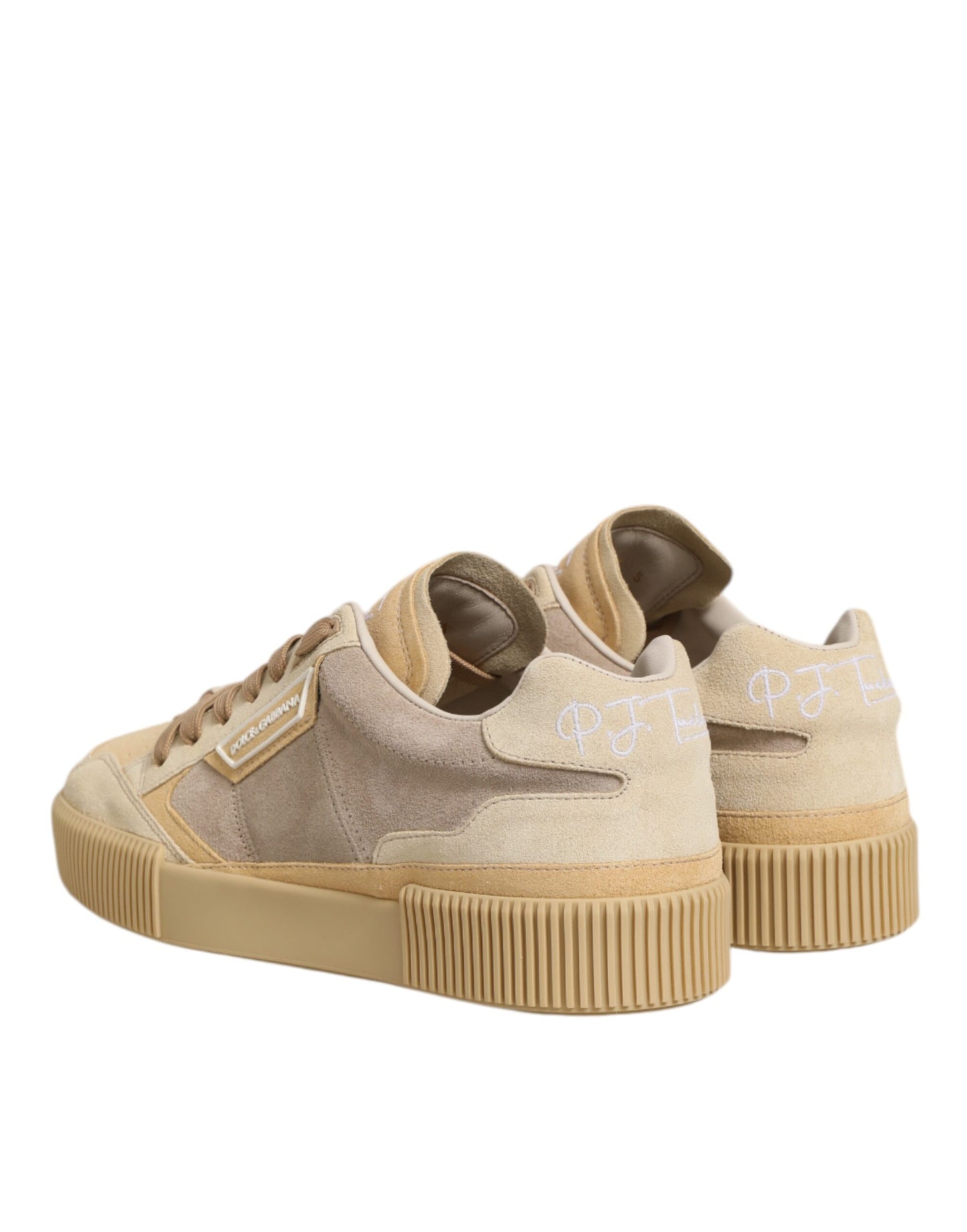 Dolce & Gabbana Beige Leather Miami Low Top Sneakers for Men