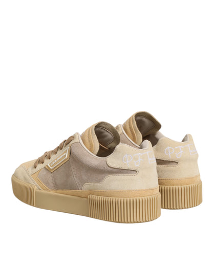 Dolce & Gabbana Beige Leather Miami Low Top Sneakers for Men