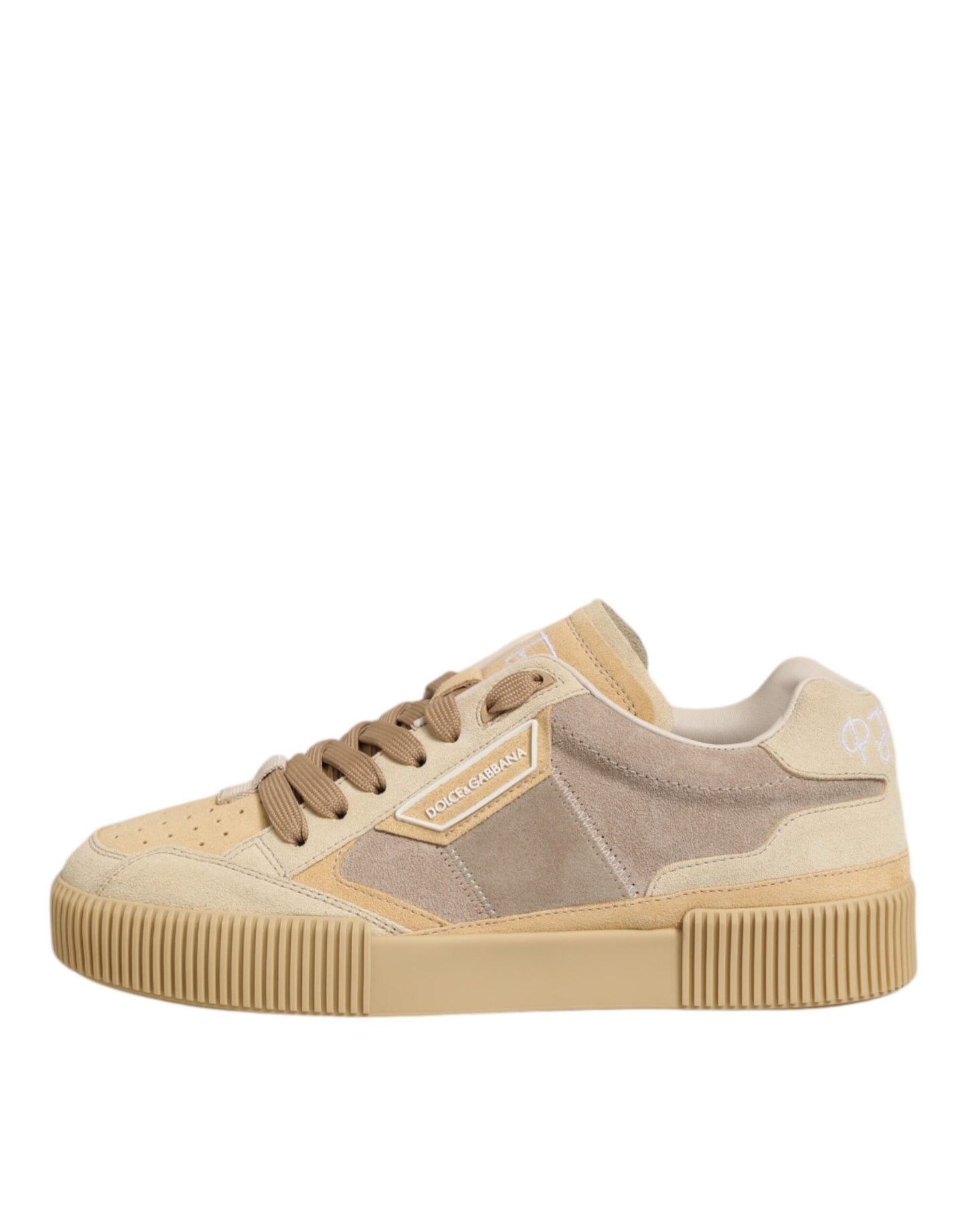 Dolce & Gabbana Beige Leather Miami Low Top Sneakers for Men