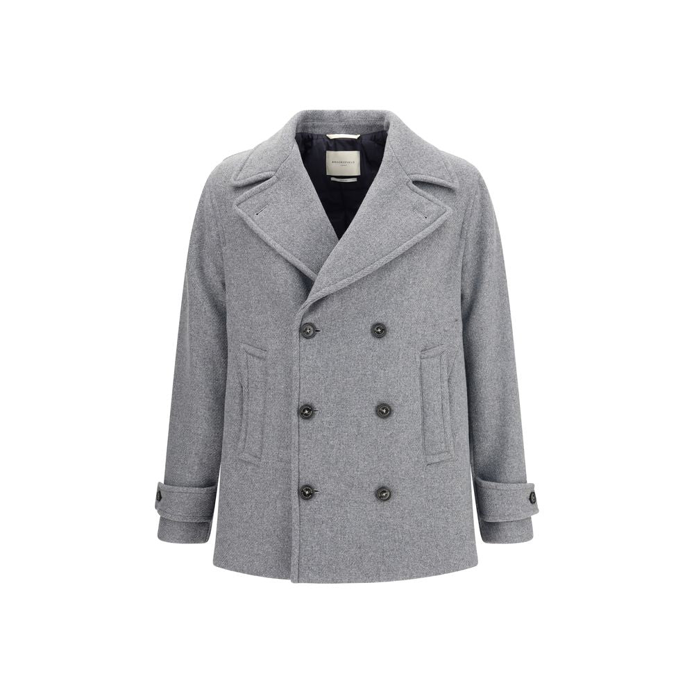 Brooksfield Island Padded Peacoat in Grey Wool