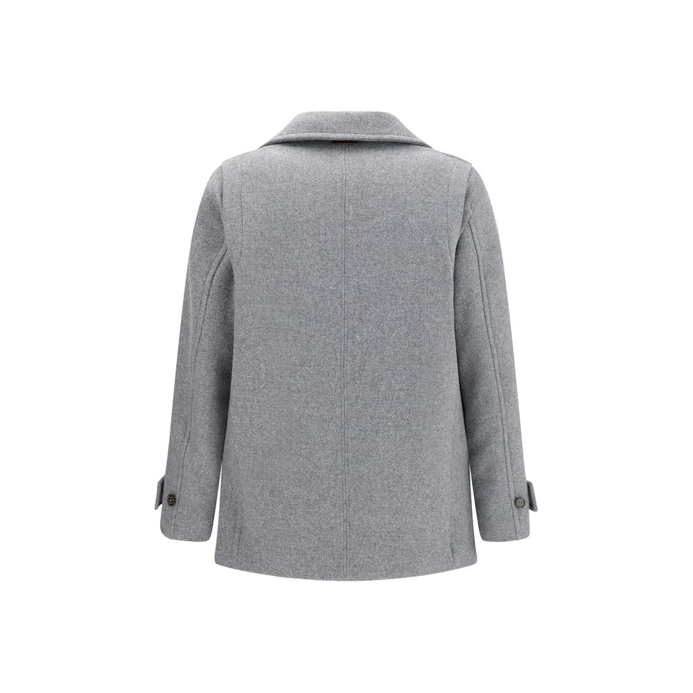 Brooksfield Island Padded Peacoat in Grey Wool