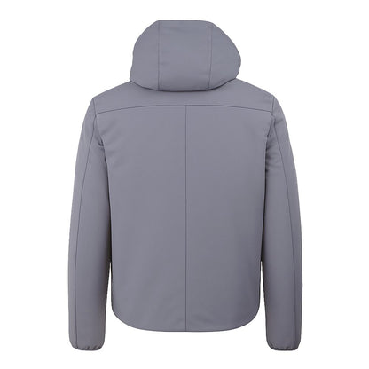 Yes Zee Gray Nylon Padded Jacket with Removable Hood