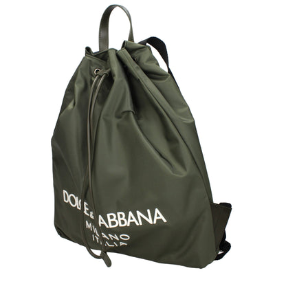 Dolce & Gabbana Green Nylon Drawstring Backpack