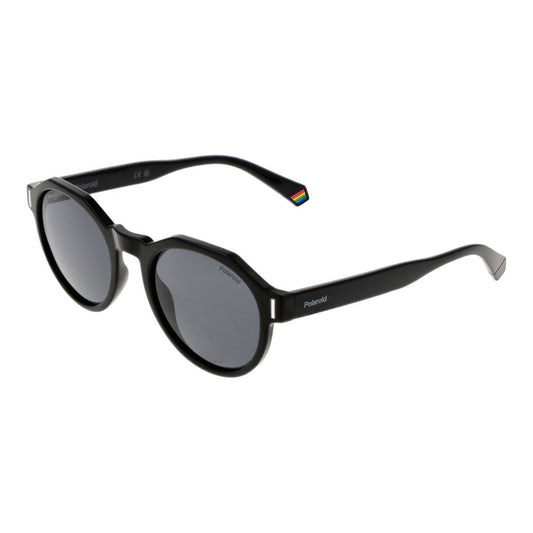 Polaroid Unisex Sunglasses – Black Round Frame, Grey Polarized Lenses