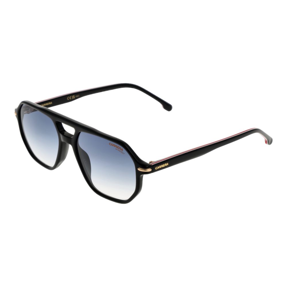 Carrera Men's Sunglasses – Black Aviator Frame, Blue Gradient Lenses