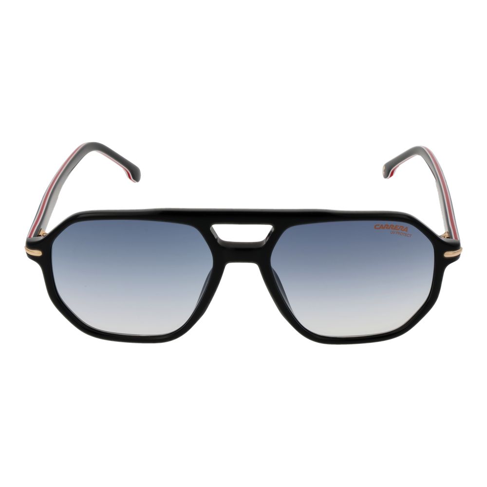 Carrera Men's Sunglasses – Black Aviator Frame, Blue Gradient Lenses