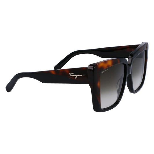 Ferragamo Women’s Sunglasses – Black Acetate Frame, Grey Lenses