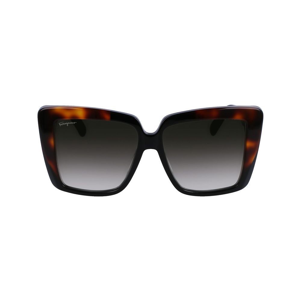 Ferragamo Women’s Sunglasses – Black Acetate Frame, Grey Lenses