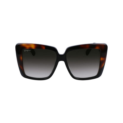 Ferragamo Women’s Sunglasses – Black Acetate Frame, Grey Lenses