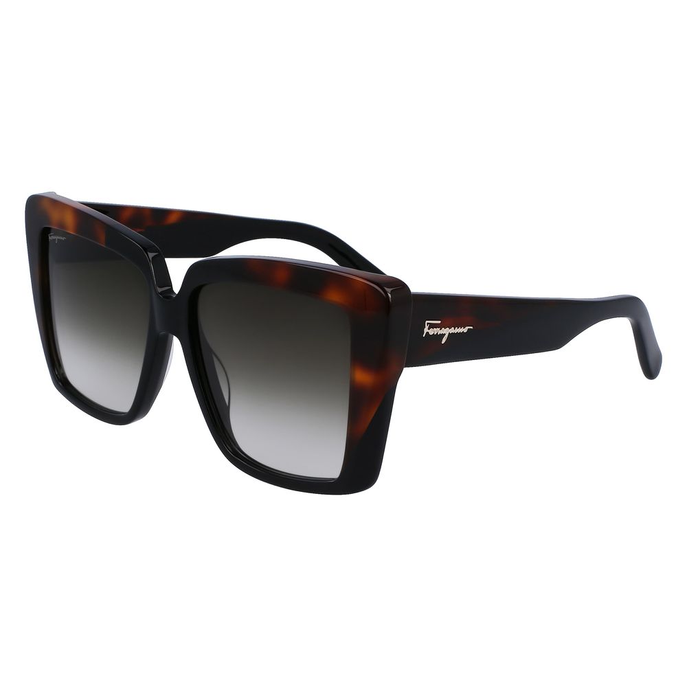 Ferragamo Women’s Sunglasses – Black Acetate Frame, Grey Lenses