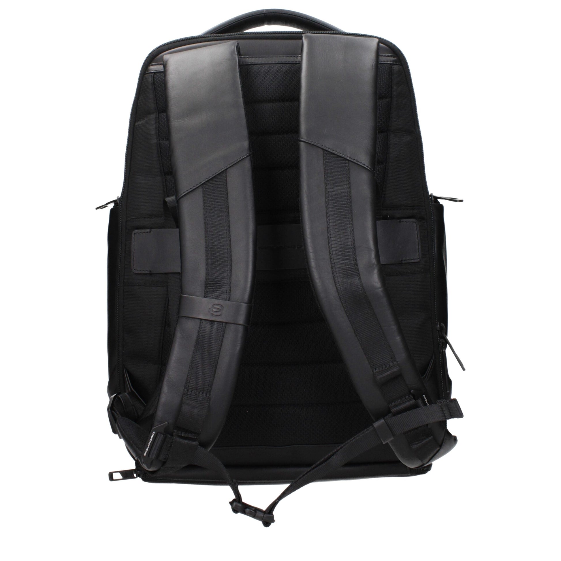 Piquadro Black Leather Backpack with USB Port