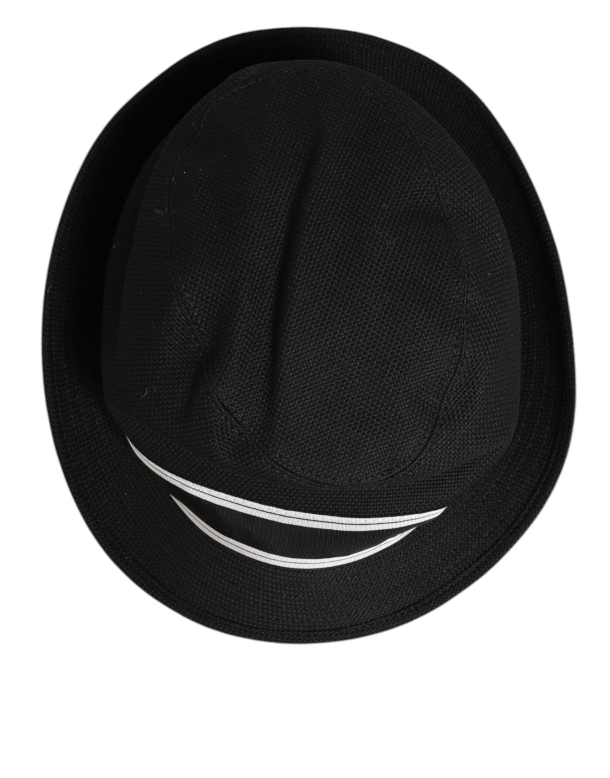Dolce & Gabbana Black Cotton Polka Dot Lining Fedora Hat